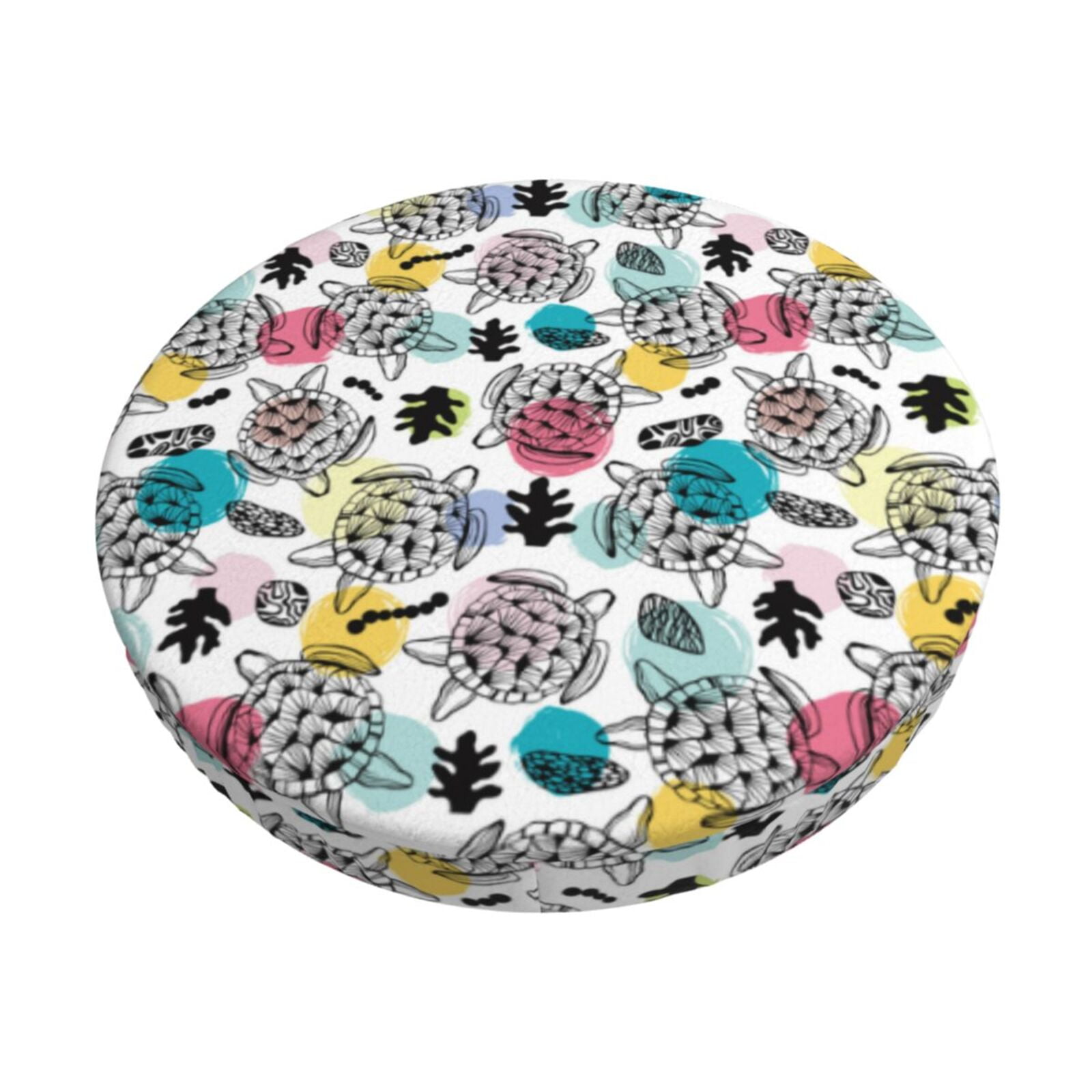 Cauagu Turtle Print Round Stool Covers,Seat Cushion for Round Bar Stool