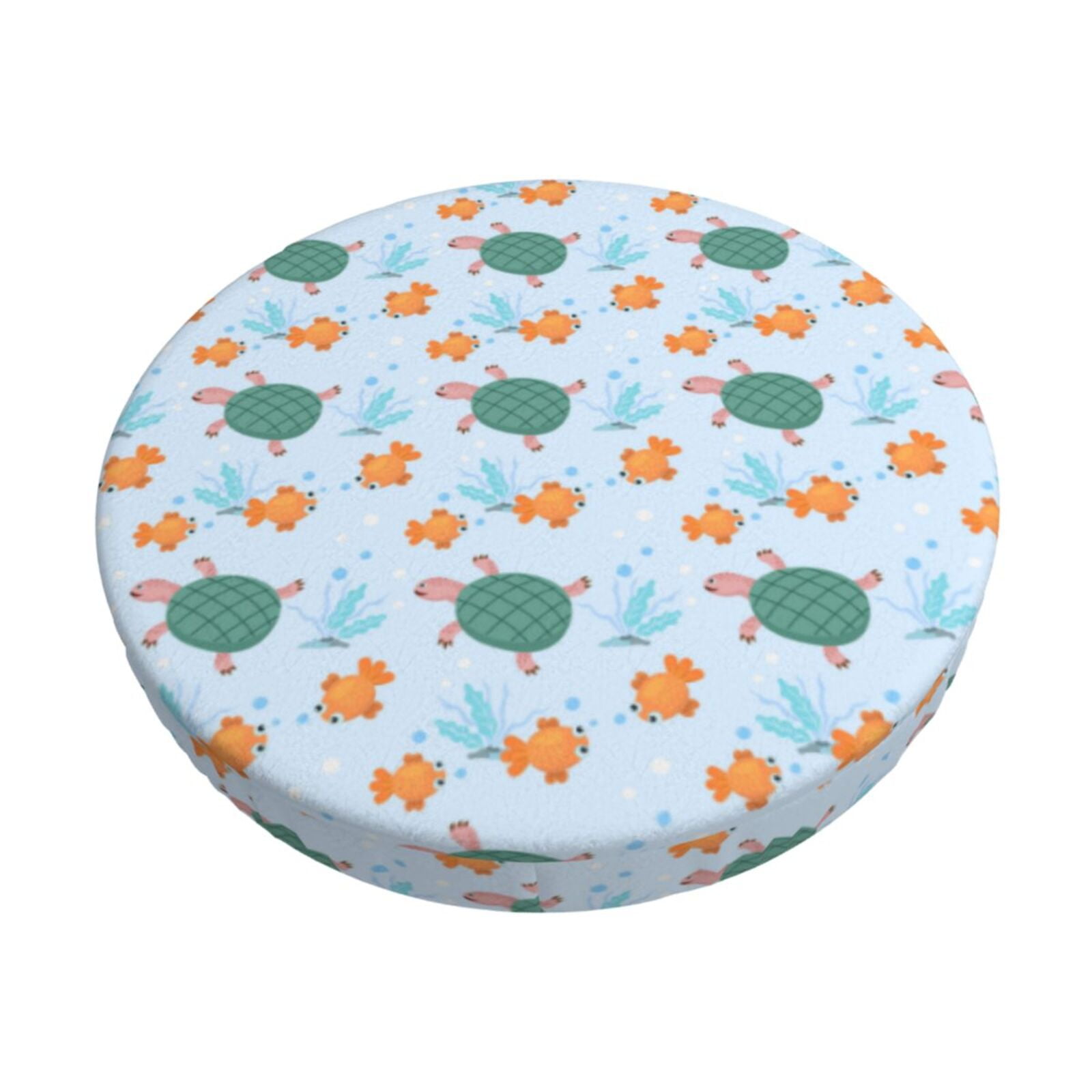 Cauagu Turtles And Goldfish Print Round Stool Covers,Seat Cushion for