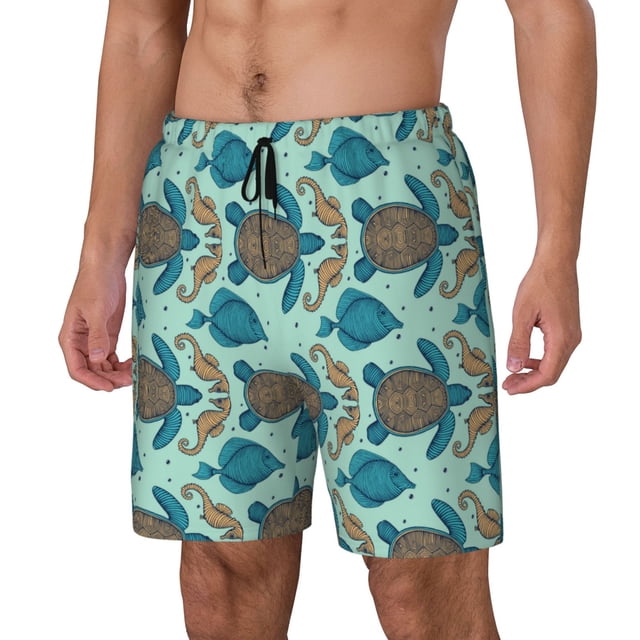 Men's Board Shorts - Topo Turtles - Blue Tide