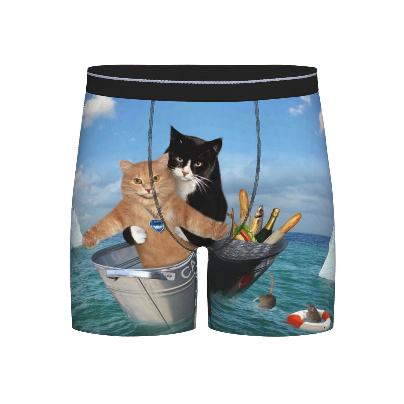 Cauagu Two Brave Cats Are Floating On The Sea Iceberg Print Men's Boxer ...