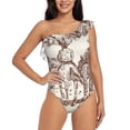 thumbnail image 1 of Cauagu Two Cowboys Riding Horses In The Desert Print Women's Sexy One Piece Swimsuits One Shoulder Ruffle Tummy Control Bathing Suit Slimming Swimwear-Medium, 1 of 6