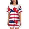 thumbnail image 1 of Cauagu USA Canada Flag for Women's Round Neck Pajama Set,Short-Sleeved Pajamas Soft Sleepwear Set Summer Pajamas Set Lounge Sets 2-Piece Pj-Large, 1 of 6
