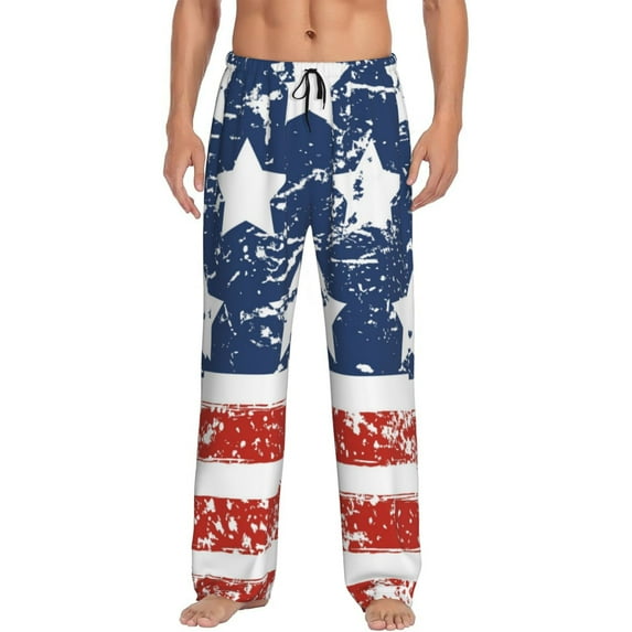 Cauagu USA Colors Stripes1 Mens Pajama Pants Sleep & Lounge Pants,PJ Bottoms with Pockets-Medium