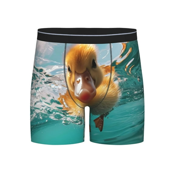 Cauagu Underwater Swimming Duck Print Men's Boxer Briefs, Funny & Cute Underwear Elastic Waistband Briefs Ideal Gift for Men,1-Pack