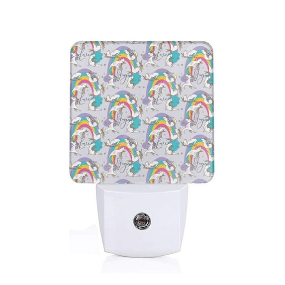 Cauagu Unicorn DoingYoga Print LED Nightlight,0.5W Night Lights Plug into Wall 1 Pack with Dusk-to-Dawn Light Sensor Soft Glow Lamp for Bathroom Adult Hallway-UK