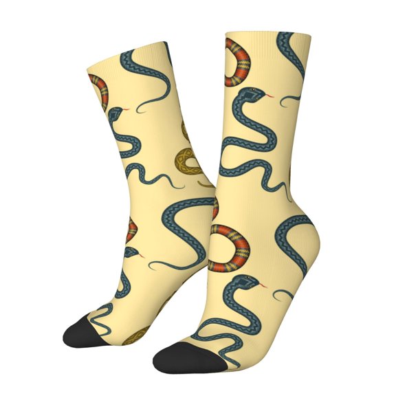 Cauagu Various Snake Print Crew Socks for Women and Men,Adult Athletic Running Socks 1-Pair Sports Socks Work Gear Socks with Moisture Wicking