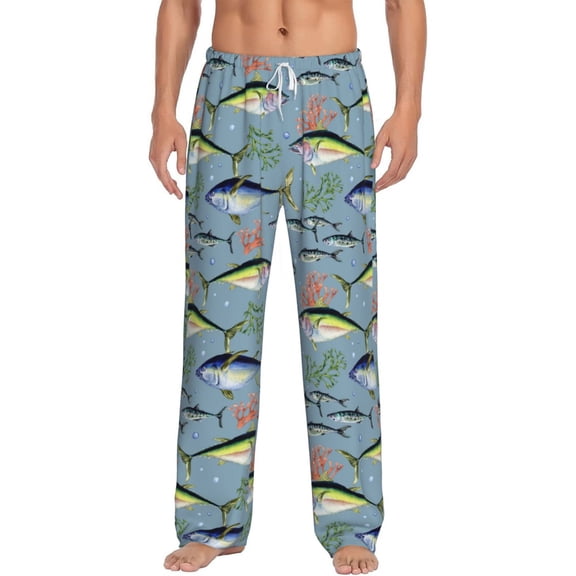 Cauagu Various Wild Sea Fish Mens Pajama Pants Sleep & Lounge Pants,PJ Bottoms with Pockets-X-Large