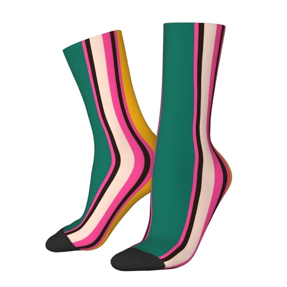 Cauagu Vertical Stripes Print Crew Socks for Women and Men,Adult Athletic Running Socks 1-Pair Sports Socks Work Gear Socks with Moisture Wicking