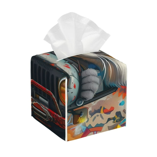 Texas State Flag Tissue Box Cover - Square Waterproof PVC Leather Cover For Bathroom & Car