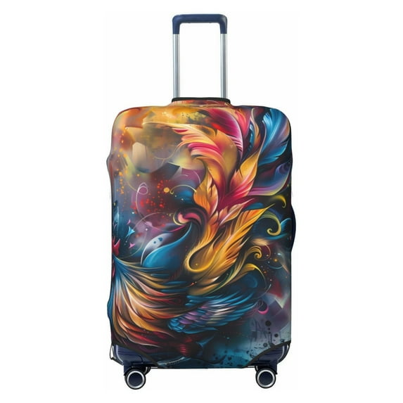 Cauagu Vibrant Rooster Painting Print Travel Luggage Cover,Travel Dust-proof Suitcase Cover Softside Suitcase Protector for 18-32inch,Not Included Suitcase
