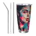 thumbnail image 1 of Cauagu Vibrant Street Art Portrait Pattern 20oz Tumbler,Stainless Steel Vacuum Insulated Tumbler with Lid Insulated Coffee Mug Thermal Cup with Splash Proof Sliding Lid-Straw Three-piece Set, 1 of 8