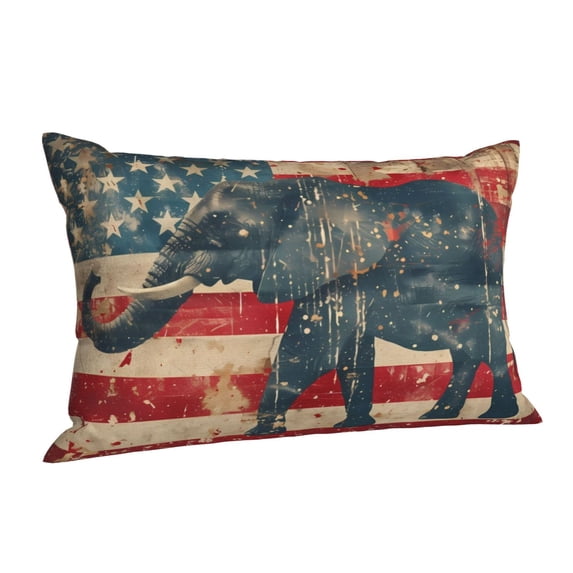 Cauagu Vintage American Flag Elephant Print Pillow Covers with Envelope Closure,1PC Pillow Cases Decorative Pillow Case for Bed & Couch, Pillows Not Included-14"x20"