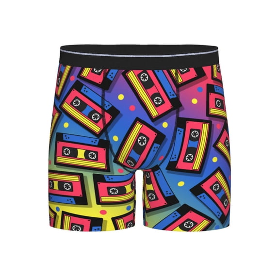 Cauagu Vintage Audio Cassettes Print Men's Boxer Briefs, Funny & Cute Underwear Elastic Waistband Briefs Ideal Gift for Men,1-Pack