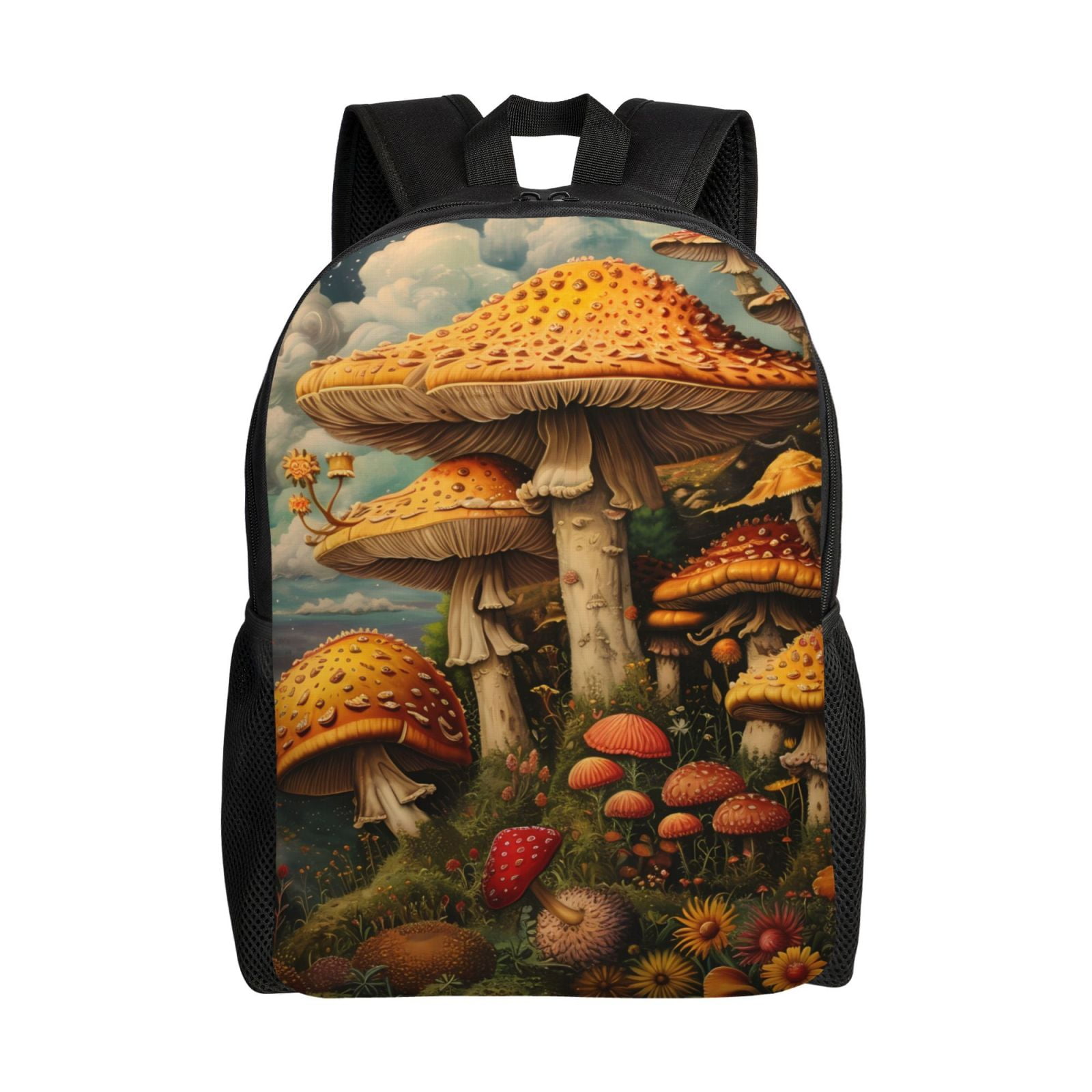 Cauagu Vintage Cloud Mushroom Print Backpacks Travel Daypack Casual Laptop Backpack Bookbag Fits