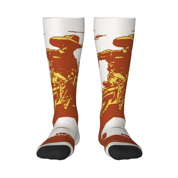 Cauagu Vintage Cowboy On A Bronco Horse Print Women's Men's Ankle Socks 1-pack Casual Athletic Socks for Unisex Adult Moisture-Wicking Socks for Daily Wear/Running/Sport