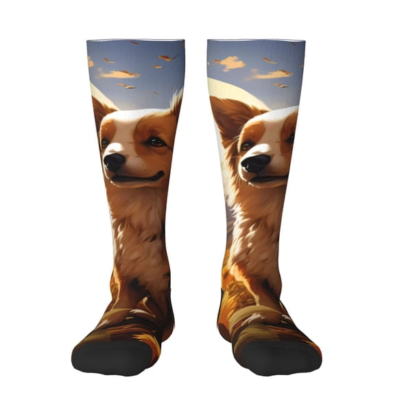 Cauagu Vintage Cute Corgi Sunflower Print Women's Men's Ankle Socks 1-pack Casual Athletic Socks for Unisex Adult Moisture-Wicking Socks for Daily Wear/Running/Sport
