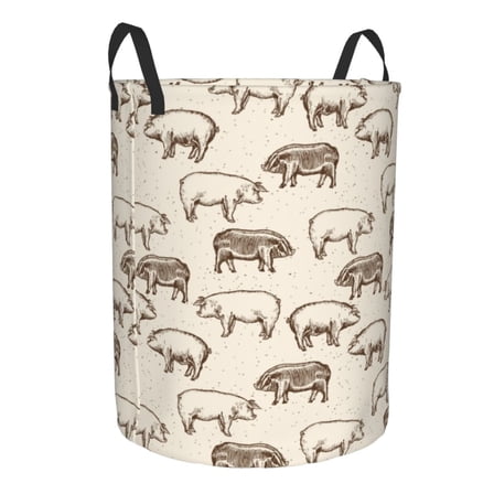 Cauagu Vintage Farm Pigs for Laundry Basket,Collapsible Organizer Basket for Storage Bin Toy Bins Gift Baskets Bedroom Clothes Children Nursery Hamper -Small