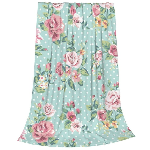 Cauagu Vintage Floral Pattern Flannel Bed Blankets,Fleece Blanket Comfortable Air Conditioning Blanket for Sofa Bed Travel Couch & Living Room -40"x30"
