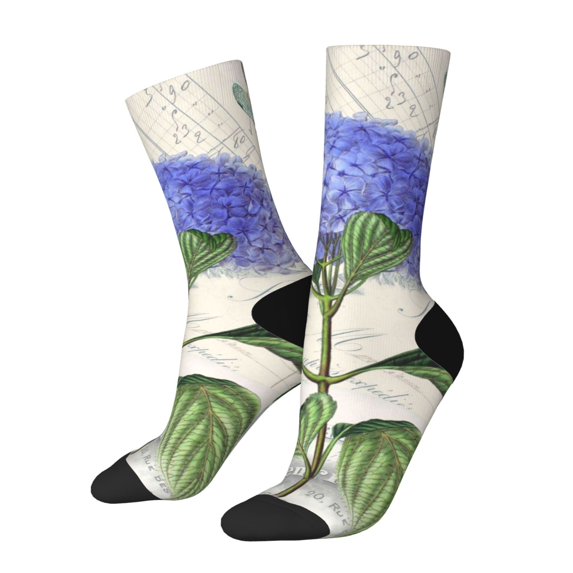 Cauagu Vintage Flower Print Crew Socks for Women and Men,Adult Athletic Running Socks 1-Pair Sports Socks Work Gear Socks with Moisture Wicking