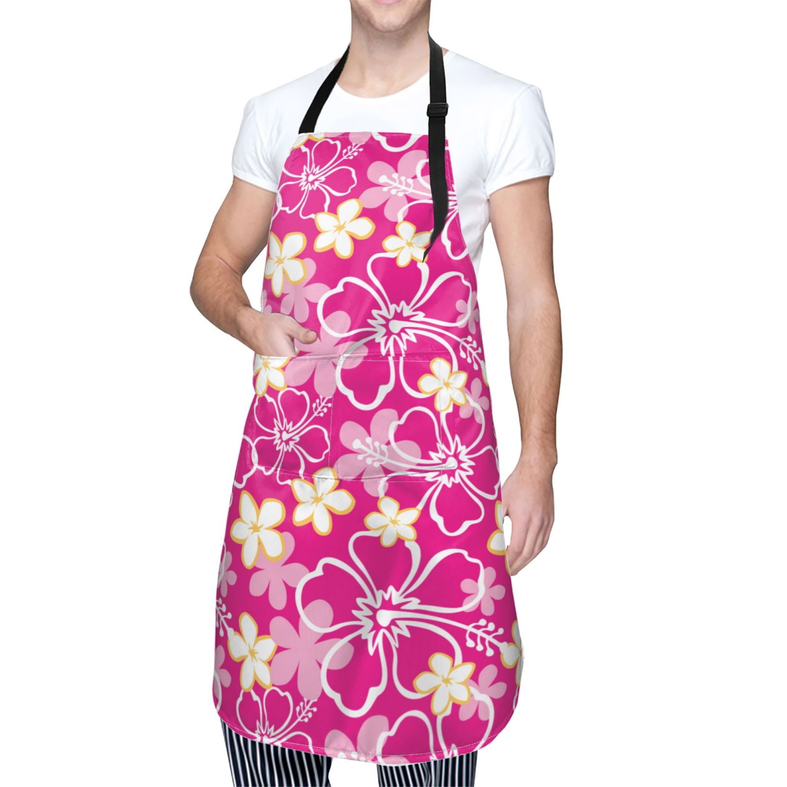 Cauagu Vintage Flowers Aprons with Pockets,Waterproof Apron for Women