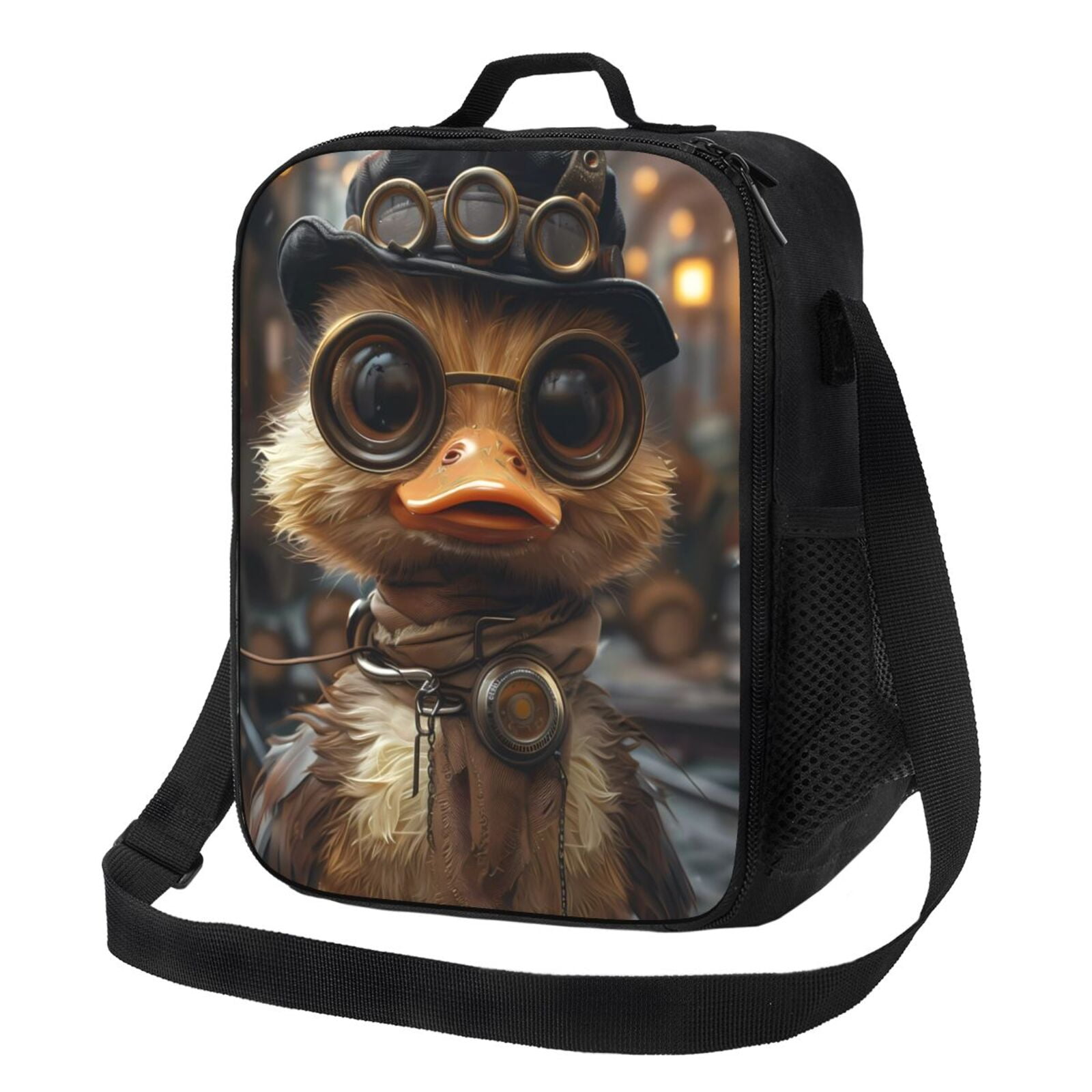 Cauagu Vintage Gentleman Duck Insulated Lunch Bag Reusable Lunch Box