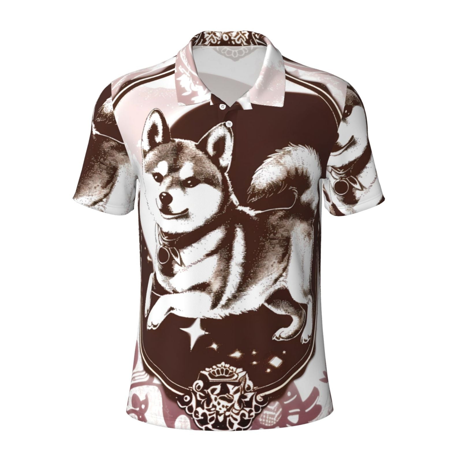 Cauagu Vintage Husky Dog Print Men's Polo Shirts, Short-Sleeve Polo ...