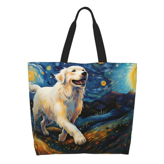 Cauagu Vintage Starry Sky Labrador A Print Women Large Capacity Tote Bag - Casual Shoulder Bag Fashion Handbag Shopping Bag Daily Bag Hobo Bags for Travel Work and Shopping