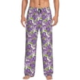thumbnail image 1 of Cauagu Violets Flowers Mens Pajama Pants Sleep & Lounge Pants,PJ Bottoms with Pockets-Small, 1 of 7
