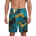 thumbnail image 1 of Cauagu Watercolor Blue Marbled Print Pajama Bottoms for Men Sleep Pajama Shorts Elastic Waistband Sleep Pajama Short Men's PJ Shorts -XX-Large, 1 of 6