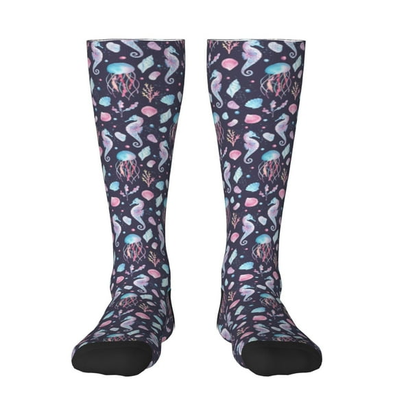 Cauagu Watercolor Marine Animals Print Women's Men's Ankle Socks 1-pack Casual Athletic Socks for Unisex Adult Moisture-Wicking Socks for Daily Wear/Running/Sport