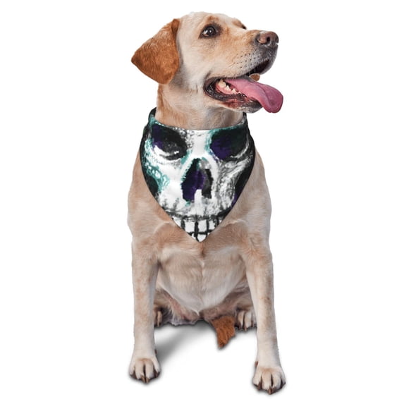 Cauagu Watercolor Skull for Dog Bandanas 1 Pack, Pet Scarf for Boy and Girl Scarf Bib Kerchief Breed for Dog & Cat Pets Gift