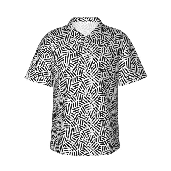 Cauagu Weave Geometric Print Hawaiian Shirt for Men,Casual Short Sleeve Button Down Shirts Summer Beach Men's Regular-Fit Short-Sleeve Print Shirt -X-Large