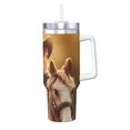 thumbnail image 1 of Cauagu Western Cowboy Guinea Pig Print Stainless Steel Vacuum Insulated Tumbler,40oz Water Bottle with Handle & Flip Straw Reusable Travel Coffee Mug for Women & Men, 1 of 8