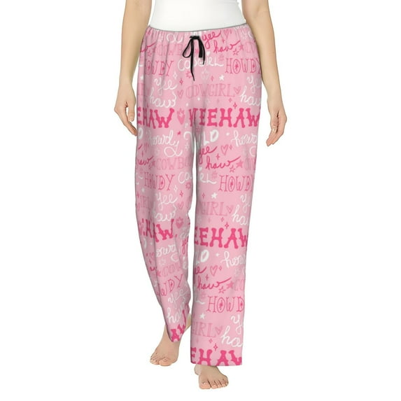 Cauagu Western Cowgirl Pajama Pants for Women Loose Fit Wide Leg Trouser Pants Casual Elastic Waist Drawstring Lounge Pants