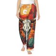 thumbnail image 1 of Cauagu Western Desert Cactus Ram Skull Pajama Pants for Women Loose Fit Wide Leg Trouser Pants Casual Elastic Waist Drawstring Lounge Pants, 1 of 6