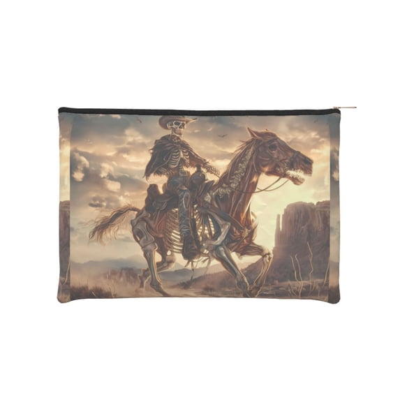 Cauagu Western Skeleton Cowboy Horse for Tyvek Makeup Bag,Reusable Travel Cosmetic Bag Women Organizer Toiletry Bag Birthday,Gifts for Women Girlfriend Mom Teacher 6.5’’*8.9’’