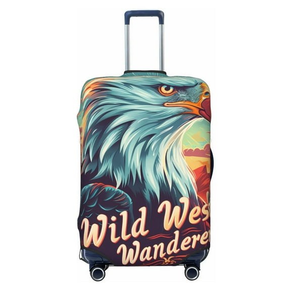 Cauagu Western Style Bald Eagle Print Travel Luggage Cover,Travel Dust-proof Suitcase Cover Softside Suitcase Protector for 18-32inch,Not Included Suitcase