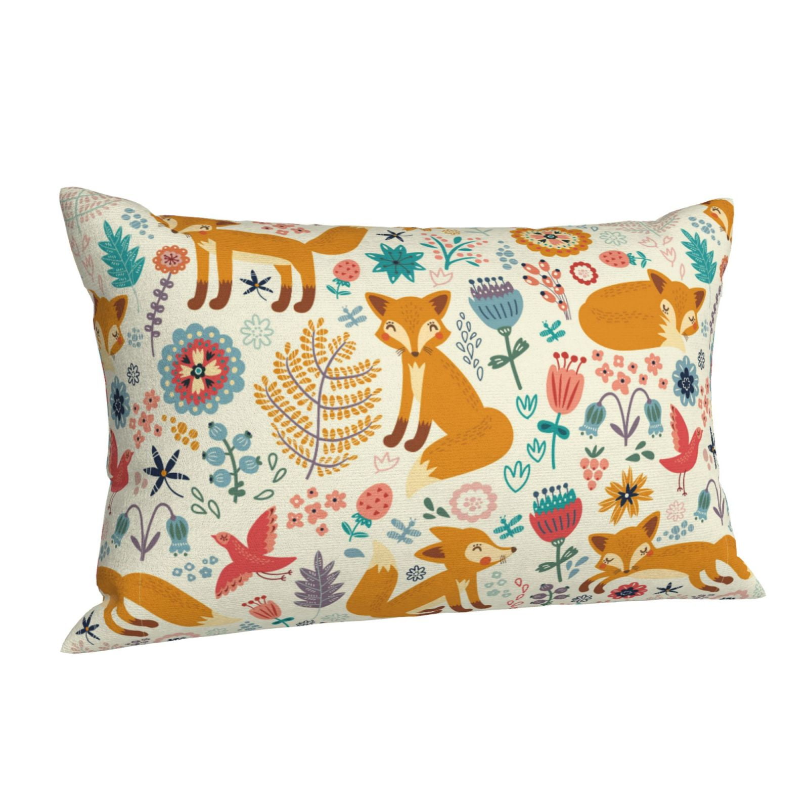 Cauagu Whimsical Fox Floral Garden Print Pillow Covers with Envelope