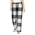 thumbnail image 1 of Cauagu White And Black Plaid Pajama Pants for Women Loose Fit Wide Leg Trouser Pants Casual Elastic Waist Drawstring Lounge Pants, 1 of 6