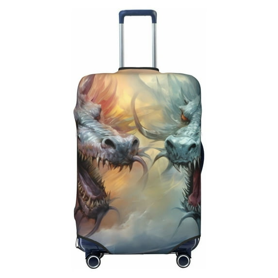 Cauagu White And Red Storm Dragon Print Travel Luggage Cover,Travel Dust-proof Suitcase Cover Softside Suitcase Protector for 18-32inch,Not Included Suitcase