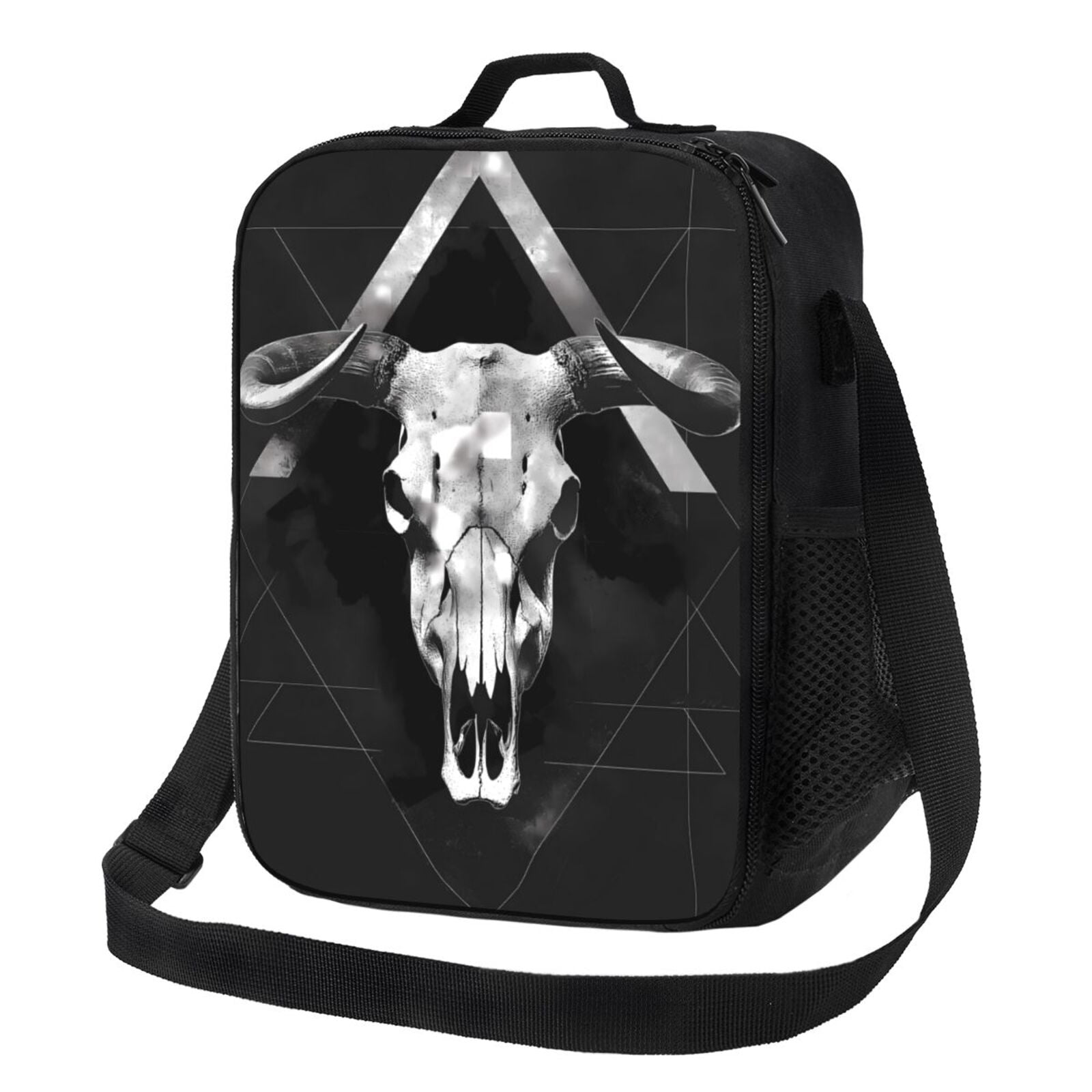 Cauagu White Black Sheep skull Insulated Lunch Bag Reusable Lunch Box