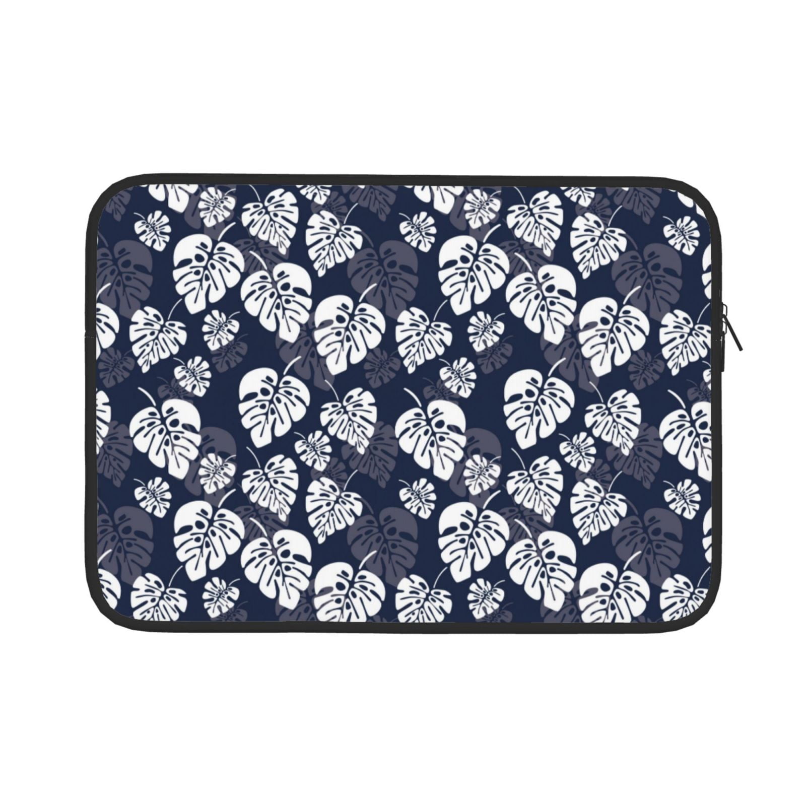 Cauagu White Leaves Print Laptop Sleeve Case, Laptop Cover Portable