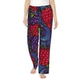 thumbnail image 1 of Cauagu Wild Berries Pajama Pants for Women Loose Fit Wide Leg Trouser Pants Casual Elastic Waist Drawstring Lounge Pants, 1 of 6