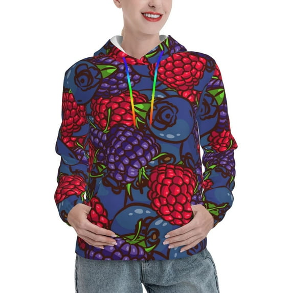 Cauagu Wild Berries for Women's Hooded Sweatshirts Pullover Hoodie for Women Fall Workout Sweat Long Sleeve Preppy Sweatshirts-Medium