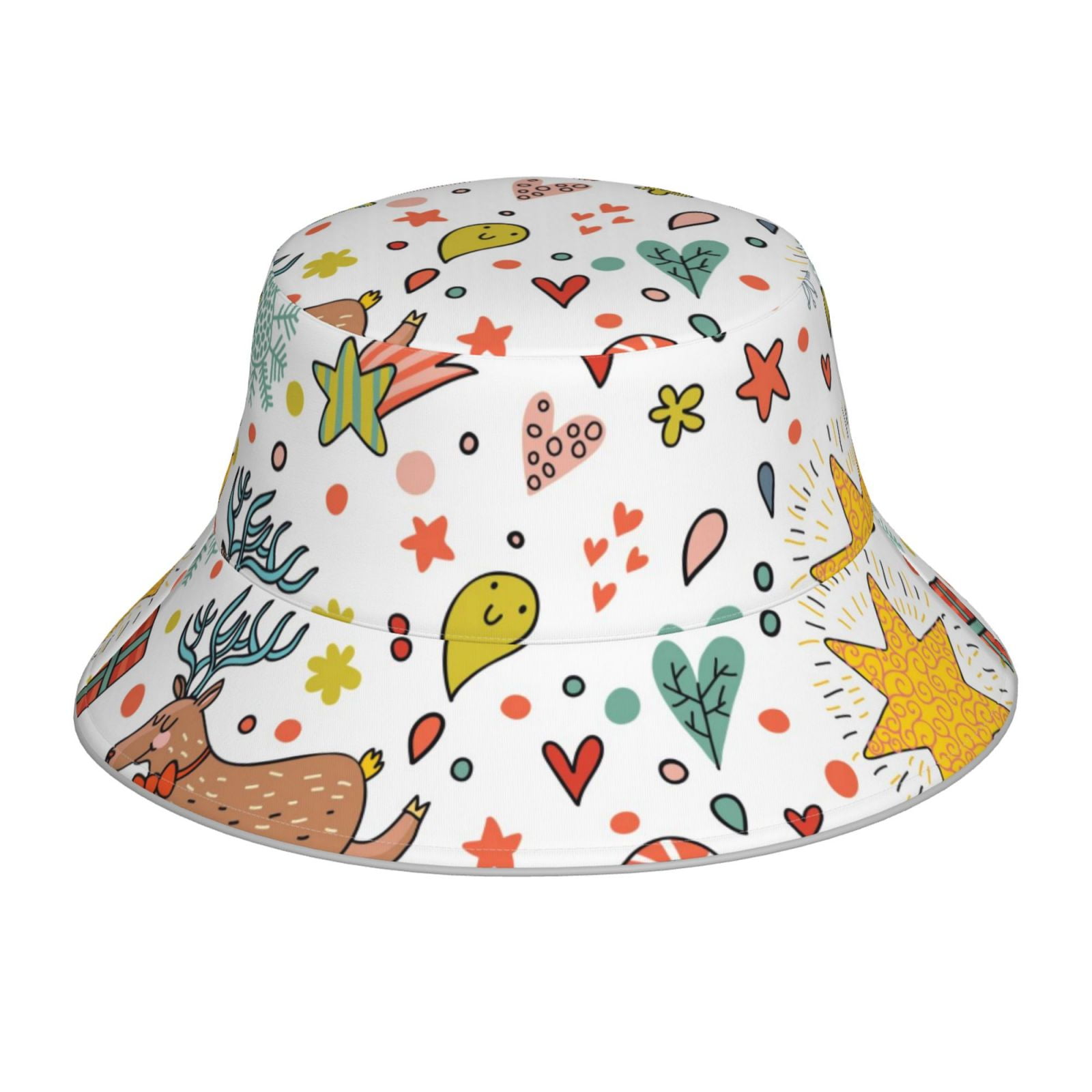 Cauagu Winter Christmas And New Year Deer for Unisex Bucket Hat,Outdoor ...