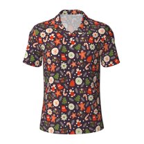 Cauagu Winter Holiday Christmas Print Men's Polo Shirts, Short-Sleeve Polo Shirts for Men Performance Golf Shirt Athletic Casual Collared T-Shirt-Small