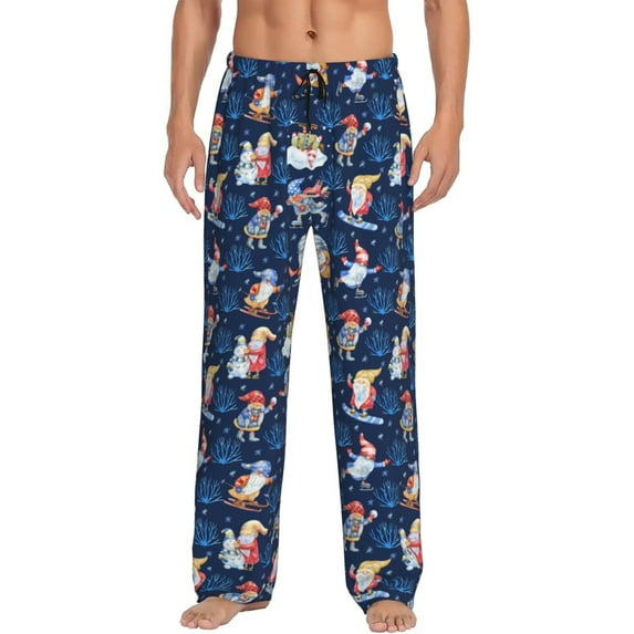 Cauagu Winter old man Playtime Mens Pajama Pants Sleep & Lounge Pants,PJ Bottoms with Pockets-Small