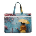 thumbnail image 1 of Cauagu Woman Under Blossoming Tree Pattern Canvas Tote File Bag, Zipper Tote Bag Business Briefcase Document Bag with Handle A4 File Organizer Laptop Bag for Travel and Work, 1 of 8