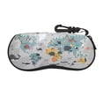 thumbnail image 1 of Cauagu The World Map with Cartoon Animals Pattern Unisex Glasses Case,Zipper Protective Fabric Sunglass Case with Clip Soft Case Horizontal Protective Pouch for Sunglasses Eyewear, 1 of 6