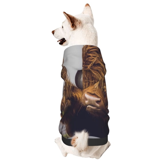 Cauagu Yak Pattern Winter Pet Hoodie Sweatshirts- Dog Hoodie Sweater with Leash Hole - Cute Dog Hoodie - Pet Clothes Puppy Cat Custume -Medium
